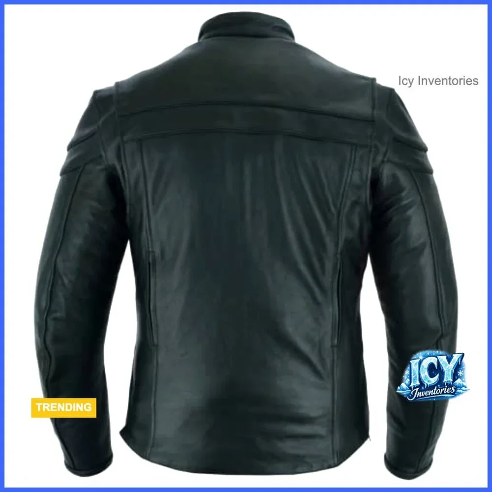 Premium Leather Racer Jacket with Vents and Multi Pockets